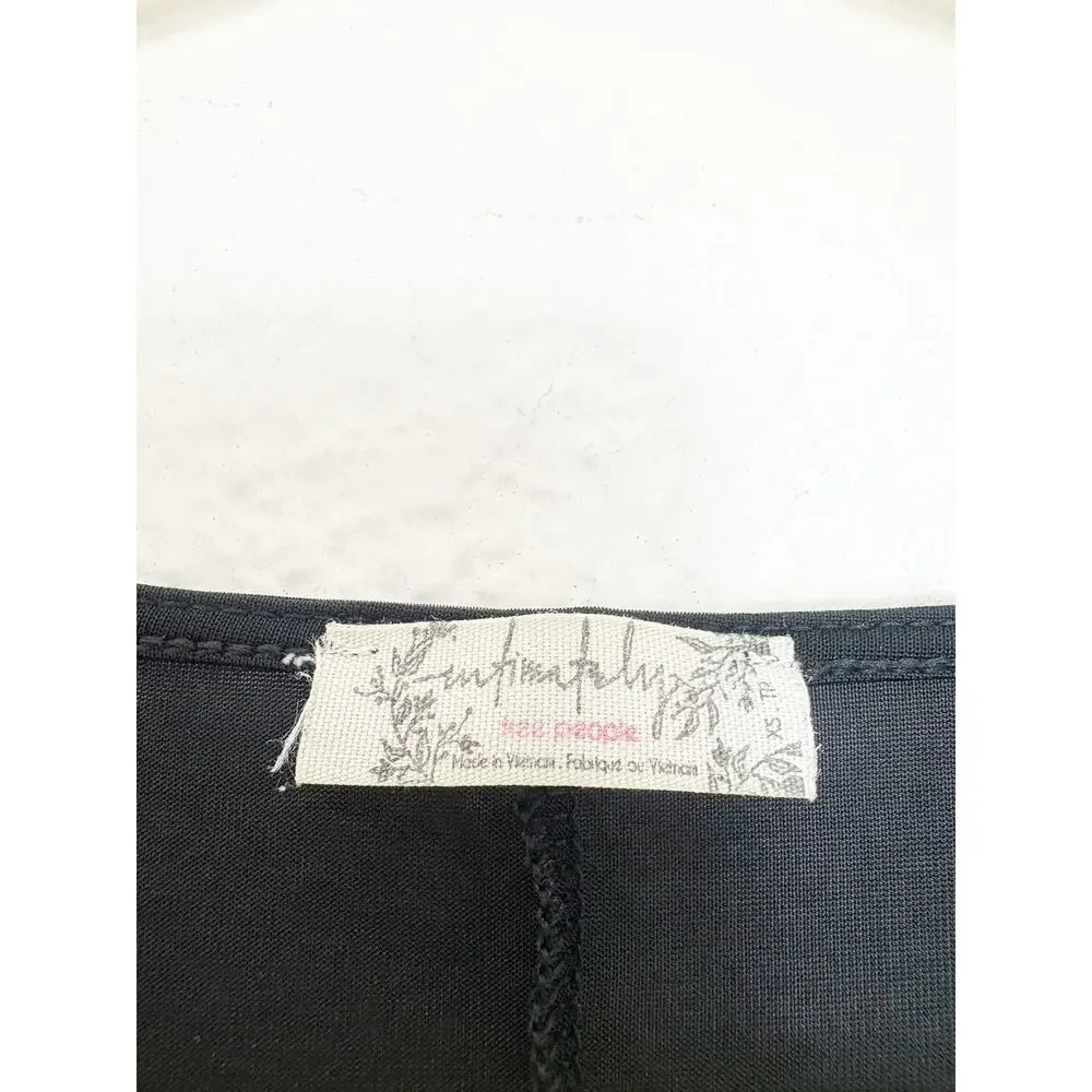 Free People Wind Down Layering Top in Black Size XS Stretch Jersey Ruched Chic